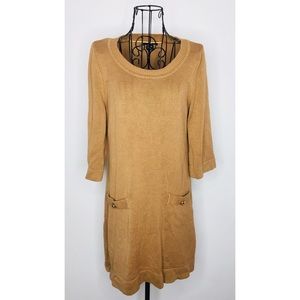 H&M 3/4 sleeve brown sweater dress